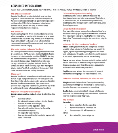 Nasodine Sinus Rinse consumer information