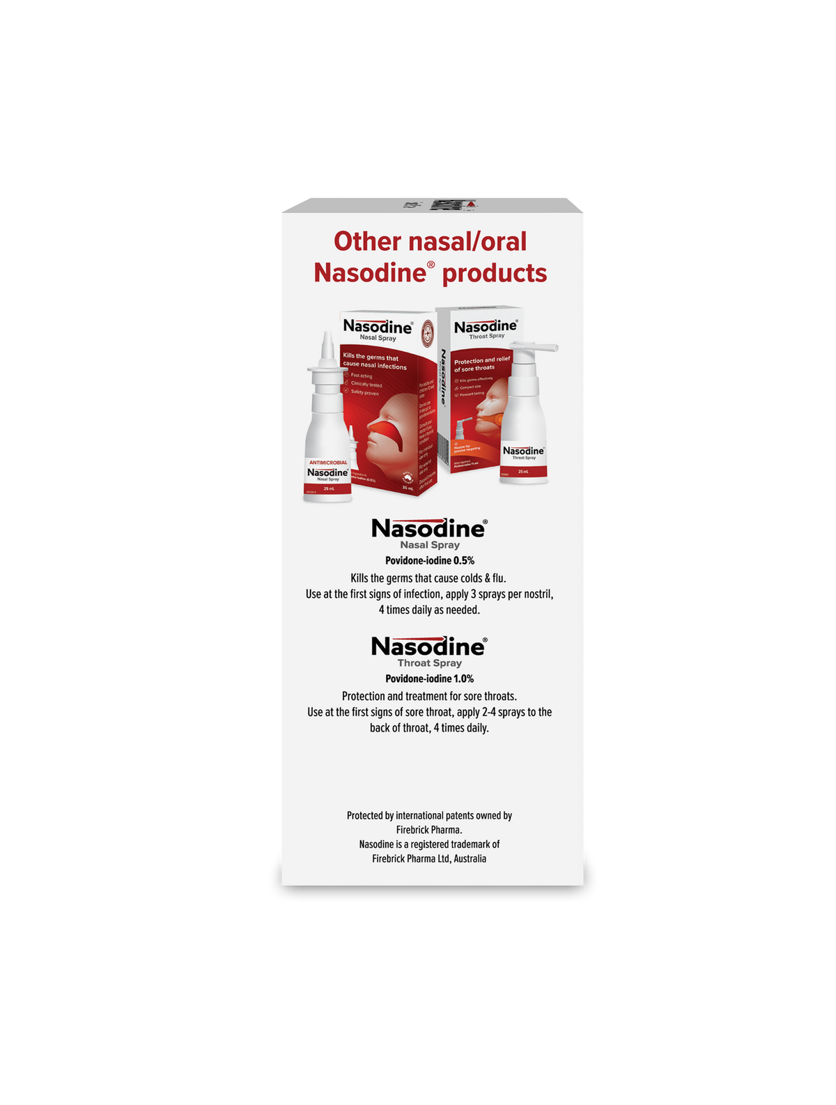 Nasodine Sinus Rinse carton, right side panel