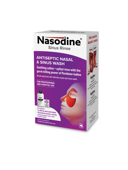 Nasodine Sinus Rinse carton, right side view